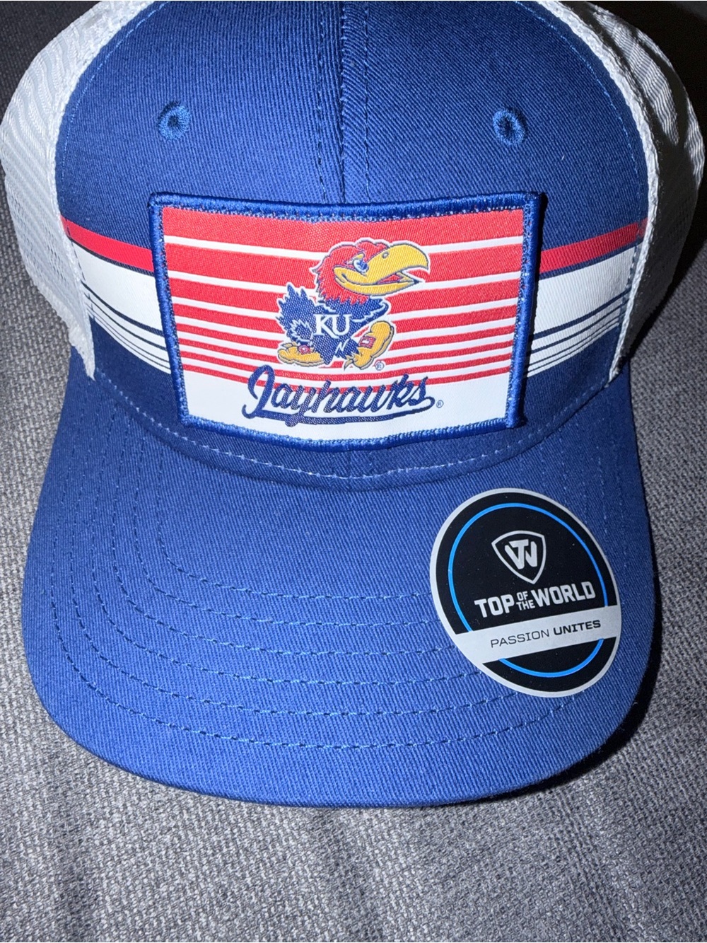 Top of the World Kansas Jayhawks Royal Blue & White Trucker Hat